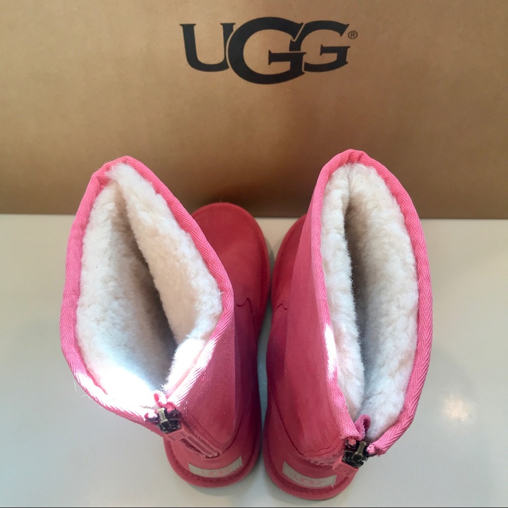 NEW AUTHENTIC UGG Back Zipper Pink Suede Boots Sz5 - Picture 4 of 8